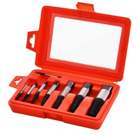 HUAZHICHUN 8 Pcs Screw Extractor Set, Damaged Screw Broken Bolt Water Pipe Remover Tool Kit with Storage Case