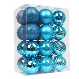 24 Pieces 60mm Christmas Baubles Christmas Tree Decoration Ornaments, Shatterproof Glitter Balls for Xmas Hanging Decorations Festival Holiday Decor, Slight Blue
