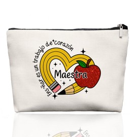 EKGJW Maestra Teacher Makeup Bag, Spanish Teacher Appreciation Gift Cosmetic Pouch,Back to School Gracias Maestra Cosmetic Bag