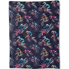 ainori Dirt Bike Blanket - Cool Motorcycle Racing Print Fleece Throw,Gifts for Women Men, Soft & Warm,Lightweight, for Edgy Decor, SPOR Lovers, and Room Home Accents 50x60in