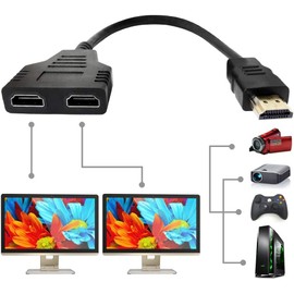 TAVICE HDMI Splitter 1 in 2 Out Cable Adapter Converter 1080 Multi Display Duplicator HDMI Adapter Cable HDMI Male to Dual HDMI Female 1 to 2 Way, Support Two TVs Signal One in Two Out