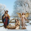 Kigley 4 Pcs Christmas Outdoor Nativity Set 4 ft Large Religious Christmas Yard Signs Lawn Nativity Outdoor Christmas Decorations Holy Jesus Birth Manger Scene Supplies with Stake for Xmas Home