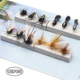 YZD Fly Fishing Big Trout Flies Kit Top 12 Steelhead Flies Flyfishing Gear Premium Wet Dry Flies Trout Lures Streamer Nymph Emerger Fishing Assorted Trout Flies Bass Salmon