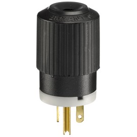 Bryant Electric BRY5366NP Industrial Grade Straight Blade Plug, Grounding, NEMA 5-20P, 20 Amp, 125V, Black/White