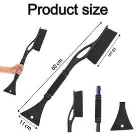 DONGSZQ Ice Scraper Car with Broom 2-in-1 Snow Brush Car, 60 cm Removable Snow Scraper with Comfortable Foam Handle, Snow Car Broom for Car, Truck, SUV, Windscreen