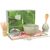 8Pcs Green Matcha Set–Ceramic Matcha Bowl, Matcha Whisk with Sakura
