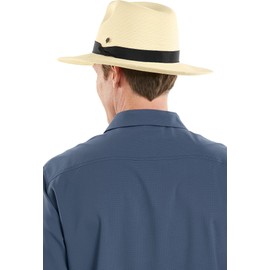 Coolibar UPF 50+ Men's Women's Peyton Lightweight Fedora - Sun Protective (Small/Medium- Ivory/Black)