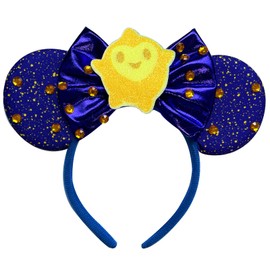 FUGUIZHU Mouse Ear Headband,Wish Bow Ear Hairband,Sequin Princess Bow Ears Hairband for Women Adult Cosplay Costume Birthday Party Decorations Favor Glitter Hair Accessory-84