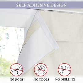 RYB HOME 100% Blackout Tricia Door Curtains, Linen Textured Blend Thermal Insulating Privacy French Door Window Tie Up Shades Living Room Curtains for Kitchen, W 30 x L 80 inches, Ivory, 1 Panel