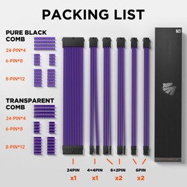 ASIAHORSE 16AWG PSU Cable Extension Power Cords, Customized Power Supply Mod Sleeve Extension Cable, ATX/EPS/8-pin PCI-E/6-pin PCI-E for PSU Cable