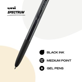 uniball Spectrum Retractable Gel Pens, Medium Point (0.7mm), Black Ink, 5 Pack