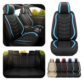 ADERN Car Seat Covers for Dodge Ram 1500 2000-2011, Premium Nappa Leather Car Seat Cover, Stylish Sport Seat Covers， Automobile Seat Cover Sets.(Standard 5 Seats/Black Blue)
