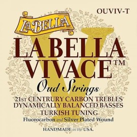 La Bella Vivace Oud Strings - OUVIV-T - Turkish Tuning Strings for Oud - Fluorocarbon/Silver-Plated Wound - 11-String Set