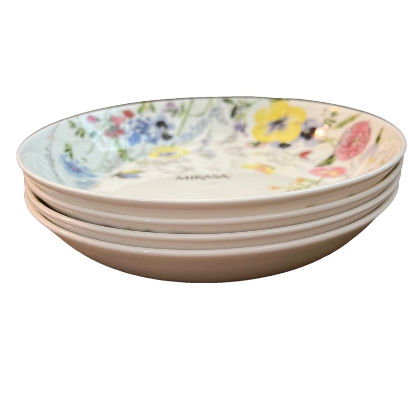 Mikasa JOLIE Floral Bone China 8.5” Pasta Dinner Bowls Set