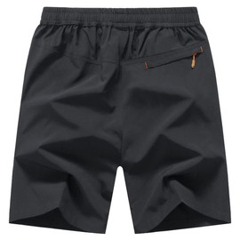 Gopune Men's Outdoor Moisture Wicking Quick Dry Shorts, Sports, Running, Shorts, Zippered Pocket Included, grey (grey marl), L