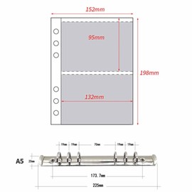 10 Sheet A5 Binder Sleeves A5 6-Holes Binder Pockets Photo Album Binder Refill Inner for Card Storage Stationery Photo Small Items Organizer