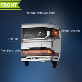 SHINESELL HID Headlight Assembly Fit for 2016-2018 Chevy Silverado 1500/2019 Silverado 1500 LD,HID/Xenon Headlamp with LED DRL OE Style Chrome Bezel Replacement Left Driver Side No Bulbs