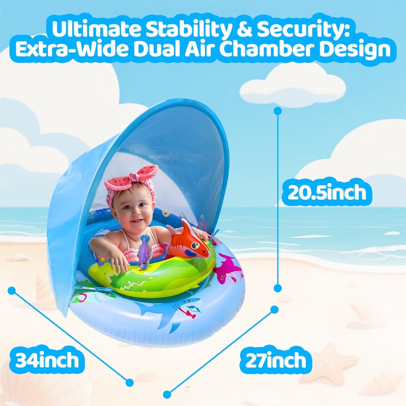 Pool Lounge Float with Canopy UPF50+,Pool Floats for Party Beach