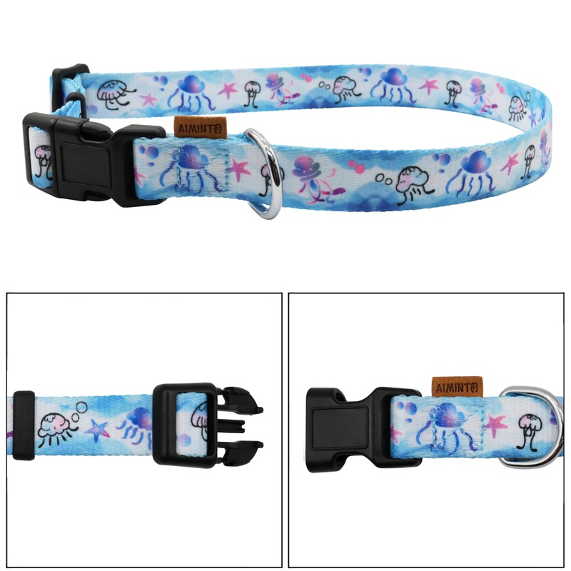 Aiminto Dog Collar, Cute Jellyfish in Ocean Pattern, Soft and