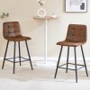 Set of 2 Bar Stools Tech Cloth Counter Height Barstool