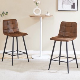 Set of 2 Bar Stools Tech Cloth Counter Height Barstool Kitchen Dining Chair