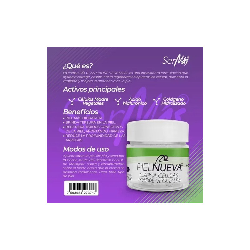 Crema Facial Piel Células Madre Vegetales Aclarante e Hidratante 50