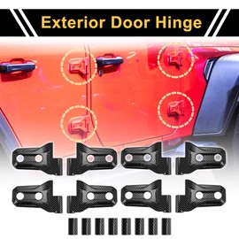 REPAIROCK 1 Set Door Handle Hinge Cover Trim for Jeep Wrangler JL JLU 2018-2023 for Jeep Gladiator JT 2020-2023 Exterior Door Hinge Cover Trim Sticker Decal ABS Carbon Fiber Pattern Black