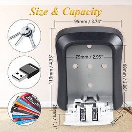 Key Safe Wall Mounted, Key Safe Box Outdoor All Metal Security Key Cabinet, Key Lock Box Outside Waterproof Lock Cabinet for Home Garage Elderly Parents Spare House Key