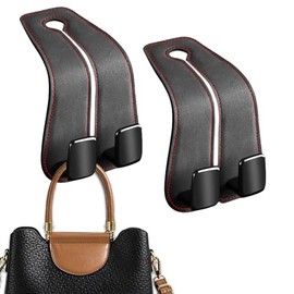 2PCS Gancho Reposacabezas para Coche,Gancho de Asiento Trasero de Coche de Cuero,Gancho de Bolsa de Almacenamiento Automotriz,Multifuncionales Accesorios Coche, para Bolsas, Monedero
