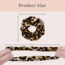 Mirlern 16-Piece Velvet Scrunchies for Women & Girls, No Damage Elastic Big Hair Ties Cute Soft Ponytail Holders Hair Bands for Thin Thick Hair Accessories (Leopard Print-C)