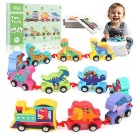 Toddler Toys for 1 2 3 Year Old Boy,Wooden Train Set Dinosaur Toys for Kids 2-4 Boys Montessori Toys for 1-4 Year Old Boys Girls Educational Learning Toys for Toddlers 1-2-4 Years Birthday Gift