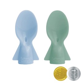 Cherub Baby Universal Reusable Non-Spill Baby Food Pouch Squeeze Spoon Topper Attachment 2 Pack with Travel Case (Cerulean/Sage)
