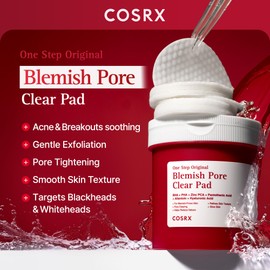 COSRX One Step Original Blemish Pore Clear Pad, 100 Pads, Dual-Sided Exfoliating Toner Pads with BHA, PHA, Zinc PCA & Hyaluronic Acid for Smoother, Clearer-Looking Skin, Korean Skincare