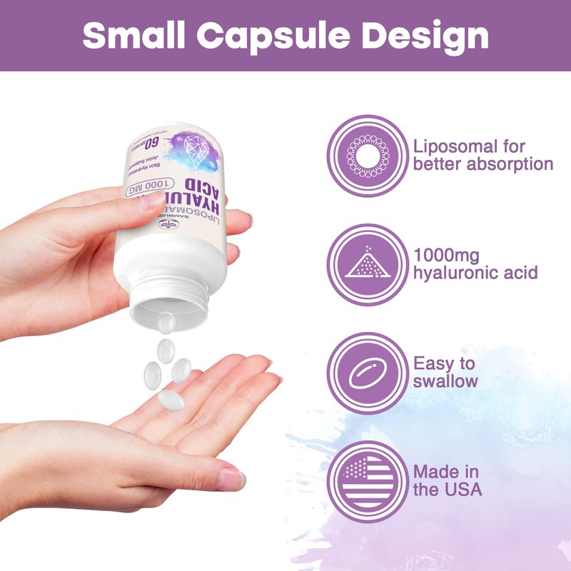Liposomal Hyaluronic Acid 1000mg, High BioavailabilityHyaluronic Acid Capsules, Dietary Supplement