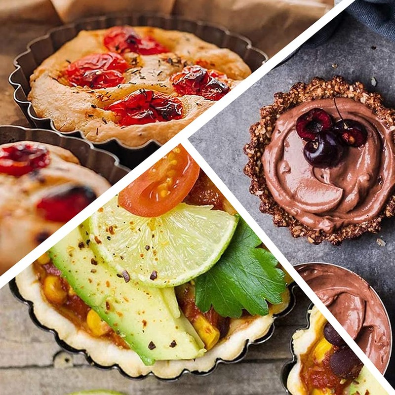 Adipn 6 Pcs Tart Tins Mini Non-Stick Tart Pans Round