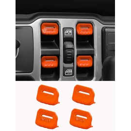 Savadicar Orange Interior Accessories - Window Control Switch Trim Set for 2018-Present Jeep Wrangler JL JLU 4XE & Gladiator JT - Solid Color Interior Decor Upgrade Option, 4-Piece