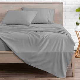 Bare Home King Sheet Set - 1800 Ultra-Soft Microfiber King Bed Sheets - Double Brushed - King Sheets Set - Deep Pocket - Bedding Sheets & Pillowcases (King, Light Grey)