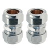 WRAS 15mm Chrome Plated Compression Straight Connectors 2 Pack BS