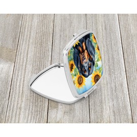 Caroline's Treasures Gordon Setter in Sunflowers Compact Mirror Decorative Travel Makeup Mirror for Women Girls Gifts Pocket Makeup Mirror Folding Handheld