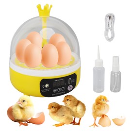 4 Eggs Mini Incubator with Transparent Lid,7W Automatic Temperature Humidity Control,Household Small Poultry Hatching Machine,for Chickens Ducks Pigeons (Manual Turning)