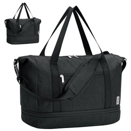 Narwey for Ryanair Cabin Bags 40x20x25 Underseat, Expandable for Easyjet Cabin Bag 45x36x20, Travel Duffel Hospital Weekend Overnight Bag Carry on Hand Luggage for Women & Men (Black)