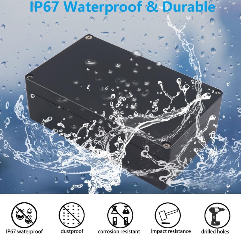 Otdorpatio Project Box ABS Black Electrical Boxes IP67 Outdoor Waterproof