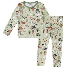 pureborn Toddler Viscose From Bamboo Pajamas Set Pjs - Little Boy Long Sleeve Snug Fit Soft Sleepwear 2pcs Farm 4-5T