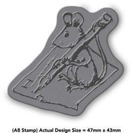 'Writing Mouse' Rubber Stamp - Unmounted Design for Crafting & Scrapbooking, A8 (RS00017492)