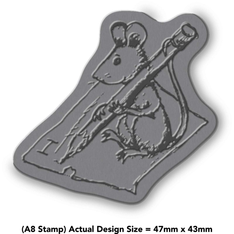 'Writing Mouse' Rubber Stamp - Unmounted Design for Crafting &