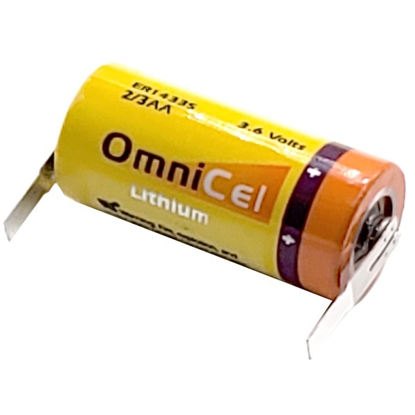 OmniCel ER14335 3.6V 1.65Ah 2/3AA Lithium HighEnergy Battery with Tabs Replaces Tadiran TL-2155 TL-4955 TL-5155 TL-5955, Xeno XL-055F For use with Medical equipment, Radiocommunication