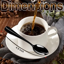 SONGZIMING Espresso Spoons Stainless Steel, 4.9 Inch Small Spoon for Coffee, Tea,dessert Set of 6 (Black)
