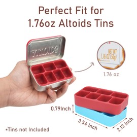 LUVCOSY 2-Pack Silicone Tin Organizer Inserts Compatible with 1.76oz Altoids Tins, Food-Safe Tin Insert for Weekly Pill Organizer, Screw Set, Fishing Tackle Box, Paint Palette & Jewelry Organizer