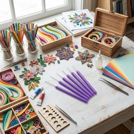 Paper Bead Roller Slotted Tool 12 Pack Paper Quilling Tools Slotted Kit 16×6×1 Multifunction 5 Pcs Different Size Quilling Slotted Tools Paper Quilling Tools Kit