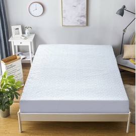 100% Waterproof Terry Floral Mattress Protector, Fully Fitted Bed Sheet Cover, Terry Towel Mattress Encasement, Elasticated Side Skirts, Breathable, Hypoallergenic, Anti Dust Mite (King)